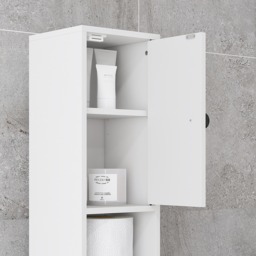 Kleankin 180cm Slim Bathroom Cabinet with 9-layered Independent Storage, Narrow Stoage Cabinet for Family-friendly Storage, White - Aosom UK - thumbnail 9