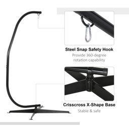 Outsunny Hanging Hammock Stand Hammock Chair Stand C Stand Steel Heavy Duty Stand for Air Porch Swing Chair (Only Construction) - Aosom UK - thumbnail 4