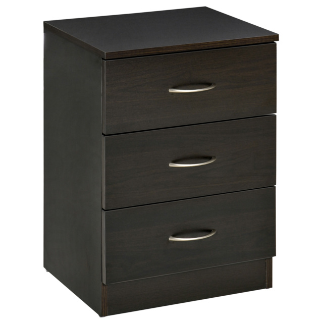 HOMCOM Three-Drawer Simple Bedside Table - Black - image 1
