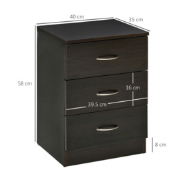 HOMCOM Three-Drawer Simple Bedside Table - Black - thumbnail 3