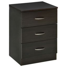 HOMCOM Three-Drawer Simple Bedside Table - Black - thumbnail 1
