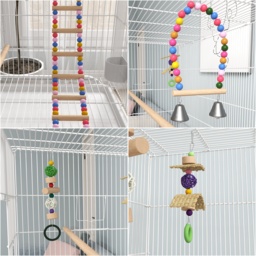 PawHut Bird Cage w/ Stand, Toys, Accessories, for Canaries, Finches, White - thumbnail 8
