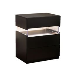 LED Bedside Table with Multi-Colour RGB Light, 3 Storage Drawers, Stylish Nightstand with Acrylic Board, 50L x 37.5W x 60H cm, Black - Aosom.UK - thumbnail 2