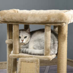 PawHut Cat Tree Tower, Kitten Climbing Activity Centre with Jute Scratching Pad, Ball Toy, Condo Perch Bed, 40 x 40 x 57 cm, Coffee - Aosom UK - thumbnail 7