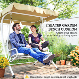 Outsunny 2 Seater Bench Pad, Garden Chair Cushion with Back and Ties for Indoor and Outdoor Use, 98 x 100 cm, Light Grey - thumbnail 7