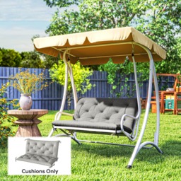 Outsunny 2 Seater Bench Pad, Garden Chair Cushion with Back and Ties for Indoor and Outdoor Use, 98 x 100 cm, Light Grey - thumbnail 2
