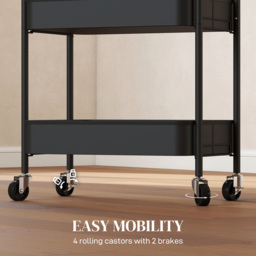 HOMCOM Three-Tier Steel Storage Trolley - Black - thumbnail 5