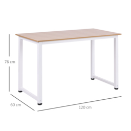 HOMCOM Adjustable Computer Desk, PC Writing Table for Home Office, Stable Workstation with Metal Frame, Oak and White - Aosom UK - thumbnail 3