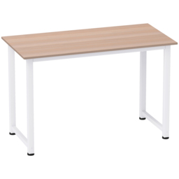 HOMCOM Adjustable Computer Desk, PC Writing Table for Home Office, Stable Workstation with Metal Frame, Oak and White - Aosom UK - thumbnail 1