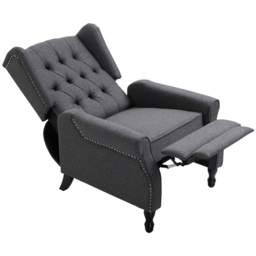 HOMCOM Recliner Armchair for Living Room, Reclining Chair, Wingback Chair with Button Tufted Back and Footrest, Dark Grey - thumbnail 8