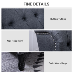 HOMCOM Recliner Armchair for Living Room, Reclining Chair, Wingback Chair with Button Tufted Back and Footrest, Dark Grey - thumbnail 6