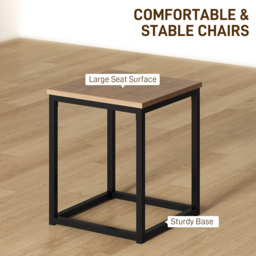 HOMCOM Table with 4 Chairs with Metal Frame, Compact Square Seating, Dining Room Sets, 5 Piece Industrial Dining Set, Brown - Aosom UK - thumbnail 5