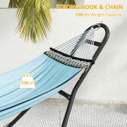 Outsunny 9ft Hammock Stand Adjustable Hammock Frame with Non-Slip Feet for Indoor Outdoor, 250 kg Capacity, Black - thumbnail 5