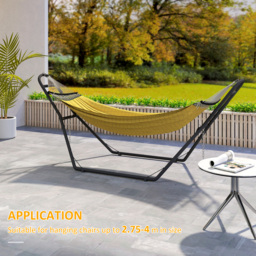 Outsunny 9ft Hammock Stand Adjustable Hammock Frame with Non-Slip Feet for Indoor Outdoor, 250 kg Capacity, Black - thumbnail 6