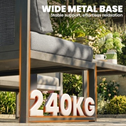 Outsunny 6 Seater Metal Garden Furniture Corner Sofa Set with 3 Loveseats, Faux Wood Table, Texteline Seat, Cushions, Dark Grey - thumbnail 8