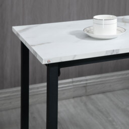 HOMCOM 3 Piece Bar Table and Stool Set for 2 with Stools Steel Frame Footrest for Kitchen Living Room Small Space White - Aosom UK - thumbnail 8