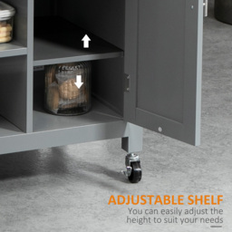 HOMCOM Compact Kitchen Trolley Utility Cart on Wheels with Open Shelf & Storage Drawer for Dining Room, Kitchen, Grey - thumbnail 6