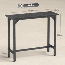 HOMCOM Rectangular Bar Table, Marble Effect Pub Coffee Table for Small Space, Breakfast Dining, Black Marble Effect - thumbnail 3