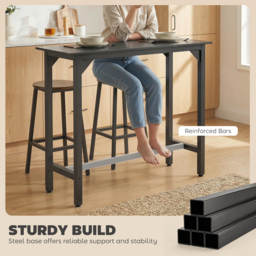 HOMCOM Rectangular Bar Table, Marble Effect Pub Coffee Table for Small Space, Breakfast Dining, Black Marble Effect - thumbnail 4