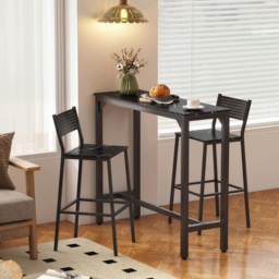 HOMCOM Rectangular Bar Table, Marble Effect Pub Coffee Table for Small Space, Breakfast Dining, Black Marble Effect - thumbnail 7