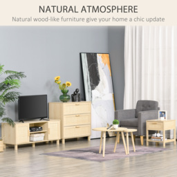 HOMCOM Bedside Table with Rattan Accent Drawer and Lower Shelf, Compact Nightstand for Bedroom or Living Room Storage - Aosom UK - thumbnail 6
