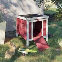 PawHut Rabbit Hutch, Wooden, Durable with Weatherproof Roof, 51 x 42 x 43 cm, Red - Aosom UK - thumbnail 2