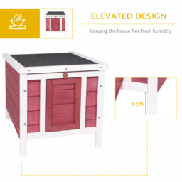 PawHut Rabbit Hutch, Wooden, Durable with Weatherproof Roof, 51 x 42 x 43 cm, Red - Aosom UK - thumbnail 5