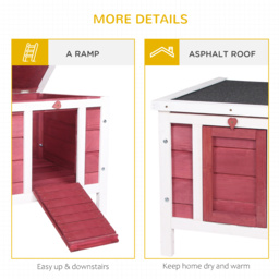 PawHut Rabbit Hutch, Wooden, Durable with Weatherproof Roof, 51 x 42 x 43 cm, Red - Aosom UK - thumbnail 6
