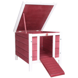 PawHut Rabbit Hutch, Wooden, Durable with Weatherproof Roof, 51 x 42 x 43 cm, Red - Aosom UK - thumbnail 1