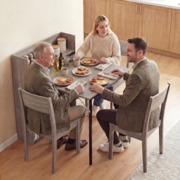 HOMCOM Kitchen Table, Folding Dining Table, with 4-Tier Shelves, Modern Drop-Leaf Table, Grey Wood Effect - thumbnail 7