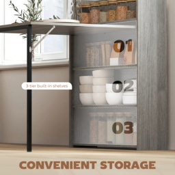 HOMCOM Kitchen Table, Folding Dining Table, with 4-Tier Shelves, Modern Drop-Leaf Table, Grey Wood Effect - thumbnail 5