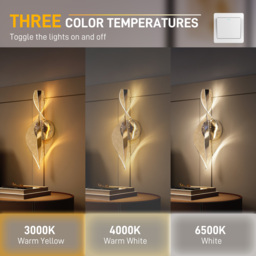 HOMCOM Led Wall Lamp 2 Pack, 13W Modern Indoor Spiral Wall Light, Colour Temperature Adjustable 3000K/4000K/6500K, for Bedroom, Living Room, Hallway, Stairs, Silver Tone - thumbnail 4