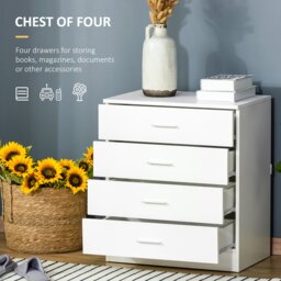 HOMCOM Vertical Storage Cabinet, 4-Drawer Chest with Metal Rails, Anti-Tip, for Playroom, Nursery, Hallway - Aosom UK - thumbnail 4