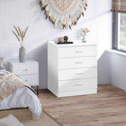 HOMCOM Vertical Storage Cabinet, 4-Drawer Chest with Metal Rails, Anti-Tip, for Playroom, Nursery, Hallway - Aosom UK - thumbnail 2