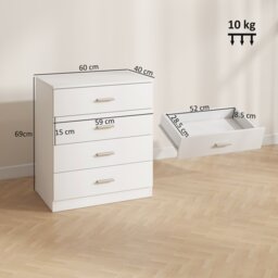 HOMCOM Vertical Storage Cabinet, 4-Drawer Chest with Metal Rails, Anti-Tip, for Playroom, Nursery, Hallway - Aosom UK - thumbnail 3