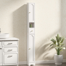 HOMCOM 185 cm Tall Bathroom Cabinet with Arched Doors - White - thumbnail 2