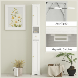HOMCOM 185 cm Tall Bathroom Cabinet with Arched Doors - White - thumbnail 7