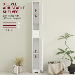 HOMCOM 185 cm Tall Bathroom Cabinet with Arched Doors - White - thumbnail 5
