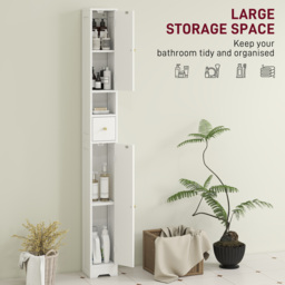 HOMCOM 185 cm Tall Bathroom Cabinet with Arched Doors - White - thumbnail 4