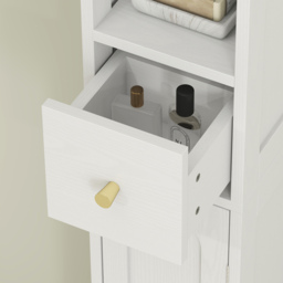 HOMCOM 185 cm Tall Bathroom Cabinet with Arched Doors - White - thumbnail 9