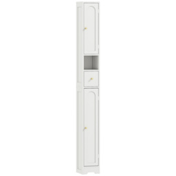 HOMCOM 185 cm Tall Bathroom Cabinet with Arched Doors - White - thumbnail 1