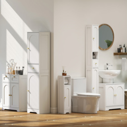 HOMCOM 185 cm Tall Bathroom Cabinet with Arched Doors - White - thumbnail 8