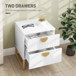 HOMCOM Elegant Two-Drawer Bedside Table - White - thumbnail 5