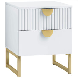 HOMCOM Elegant Two-Drawer Bedside Table - White - thumbnail 1