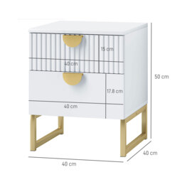 HOMCOM Elegant Two-Drawer Bedside Table - White - thumbnail 3
