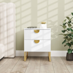 HOMCOM Elegant Two-Drawer Bedside Table - White - thumbnail 8