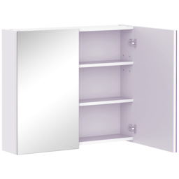 HOMCOM Wall Mounted Bathroom Mirror Cabinet, Double Door Storage Cupboard with Adjustable Shelf, 60H x 70W x 15D cm, White - Aosom UK - thumbnail 1
