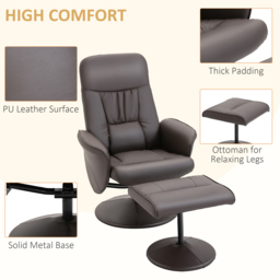 HOMCOM Executive Recliner Chair High Back and Footstool Armchair Lounge Seat Brown - thumbnail 6
