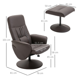 HOMCOM Executive Recliner Chair High Back and Footstool Armchair Lounge Seat Brown - thumbnail 3
