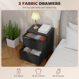 HOMCOM Chest of Drawers, Dresser with 2 Fabric Drawers and Aluminium Handles - Black - thumbnail 4